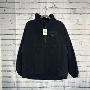 Puma Black Half-Zip Windbreaker Jacket Women’s SP Athletic Crop Zip-Up Outerwear